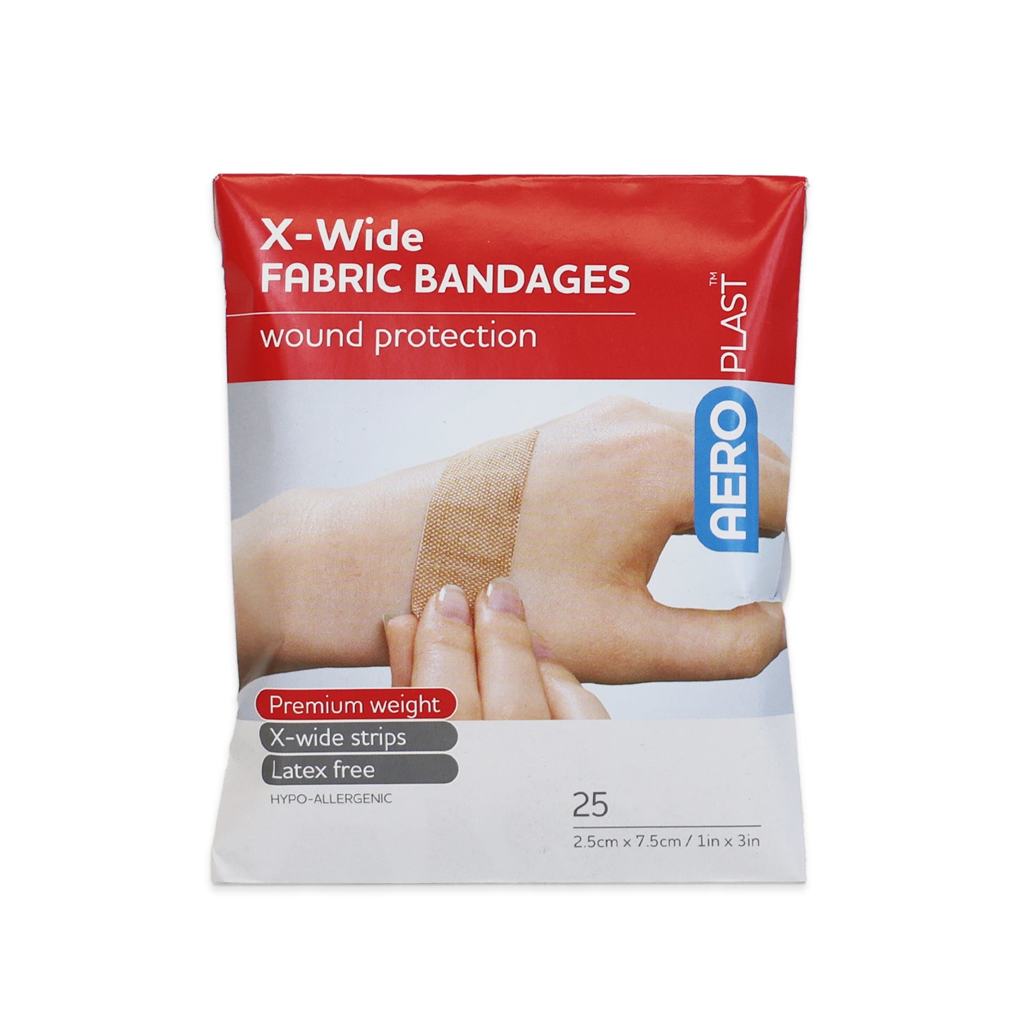 Aero Healthcare AFP60125 AEROPLAST™ Fabric X-Wide Strip Bandages 1in x 3in 25/pack