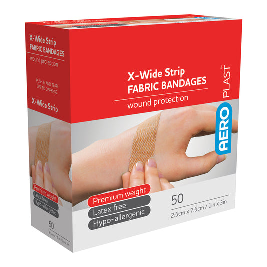 Aero Healthcare AFP6015 AeroPlast™ Fabric X-Wide Strip Bandages 1in x 3in 50/box