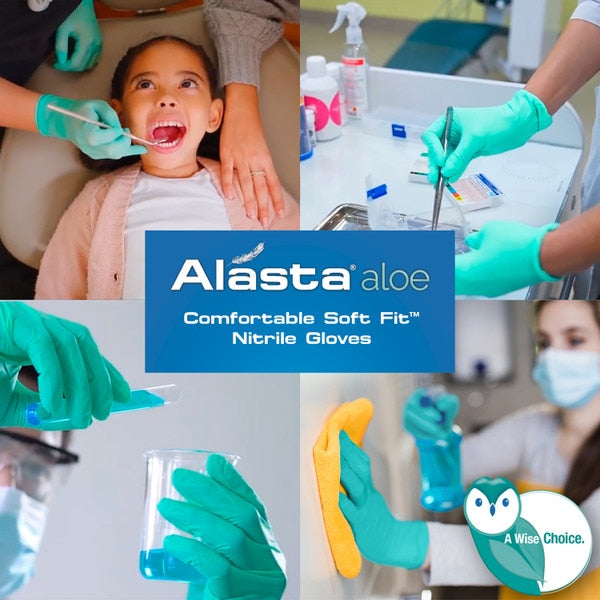 Dash Medical AA100 Alasta® with Aloe Nitrile Exam Gloves (Case) Palm: 2.4 Mil | Finger: 3.9 Mil, 100/Box, 10 Boxes/Case