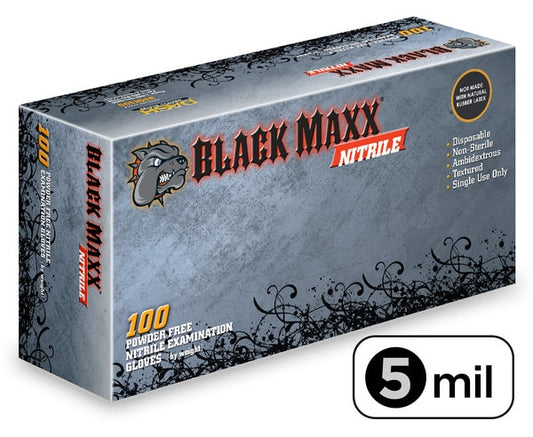 Dash Medical BMN100 Black Maxx® Nitrile Exam Gloves (Case) Palm: 4.7 Mil | Finger: 5.9 Mil, 100/Box, 10 Boxes/Case