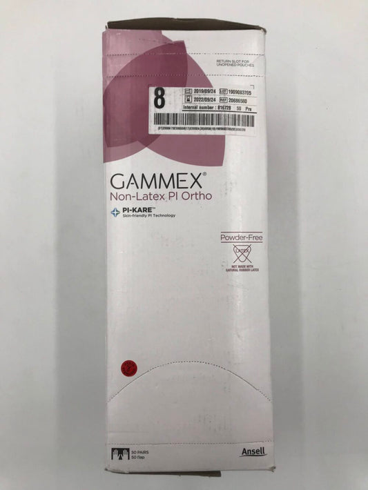 Bosma 71-AN865 GAMMEX Non-Latex PI Ortho Surgical Gloves Sterile Powder-Free White Surgical Gloves – 50 Pairs/Box, 4 Boxes/Case