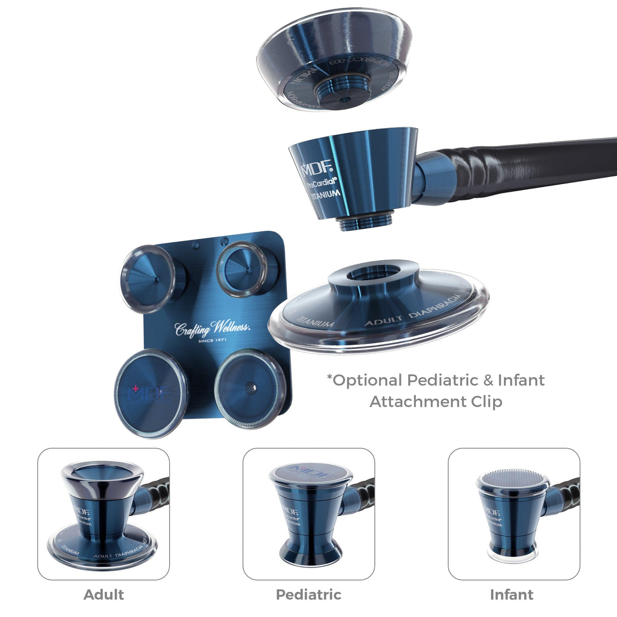 MDF Instruments 2700490T-176 Pediatric and Infant Neonatal Stethoscope Bell and Diaphragm Attachment - MDF® ProCardial® Titanium Stethoscope Capridium