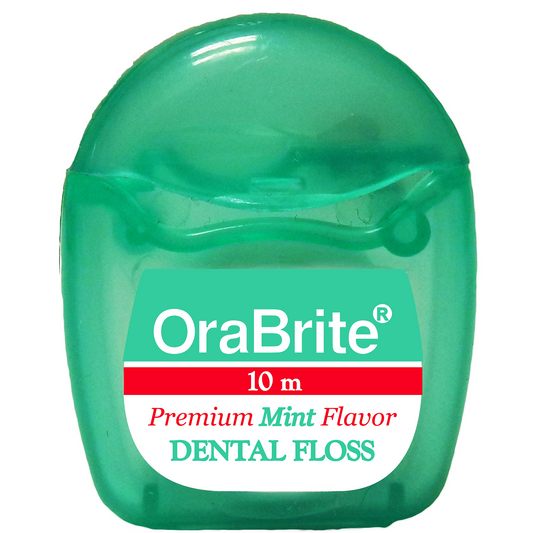 Oraline ORA48032 OraBrite PTFE Mint Dental Floss  - 10 Meter Pocket Dispenser for Smooth, Shred-Resistant Interdental Cleaning  (144/Case)