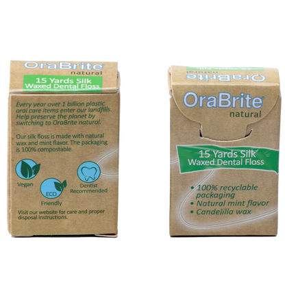 Oraline ORA48065 OraBrite Silk Waxed Mint Dental Floss  - 15 Yard Smooth Glide Floss for Effective Plaque Removal  (72/Case)