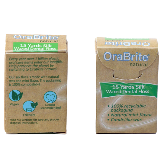 Oraline ORA48065 OraBrite Silk Waxed Mint Dental Floss  - 15 Yard Smooth Glide Floss for Effective Plaque Removal  (72/Case)