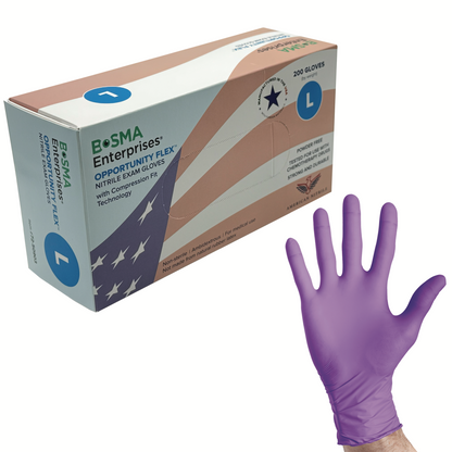 Bosma 72-509 Opportunity Flex Nitrile Exam Gloves PF 3.5 gm XS – Powder Free Disposable Gloves, 2000/Case (200/Box)