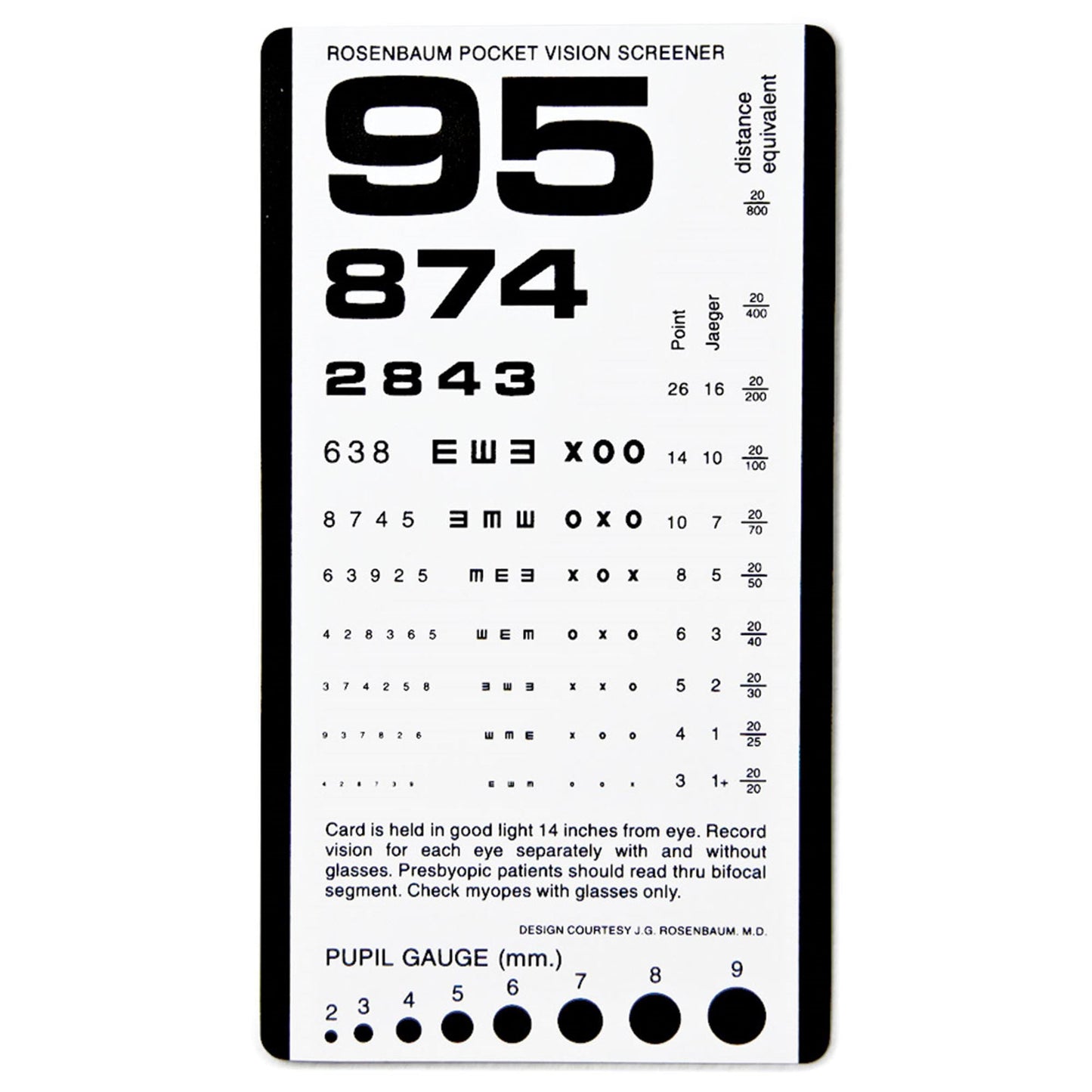 MDF Instruments EDU-ROSENBAUM Rosenbaum Eye Chart