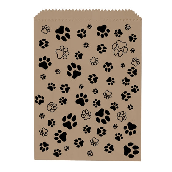 Sherman Specialty S8661 Scatter Paw Prints Brown Paper Bags, 100 Per Pack