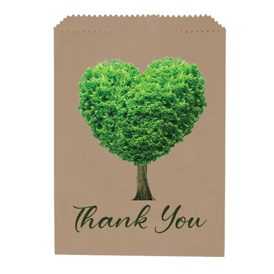 Sherman Specialty S8665 Thank You Heart Tree Brown Paper Bags, 100 Per Pack