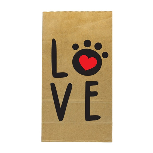 Sherman Specialty S8670 Paw Print Love Brown Paper Lunch Bags, 100 Per Pack