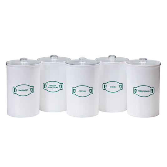 Clinton T-60 Labeled, Opaque Plastic, Sundry Jars