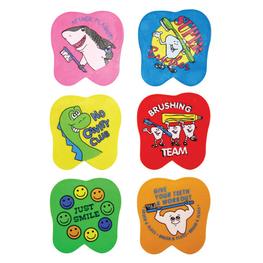Sherman Specialty T15 1.5" Tooth Mess Erasers-Assorted, 72 Per Pack