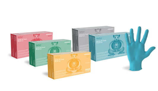 Ventyv 10337103 Nitrile Powder-Free Exam PLUS 5.0 (Kangaroo) X-Large 9-9 1/2 180/box - 10 boxes/cas Grey