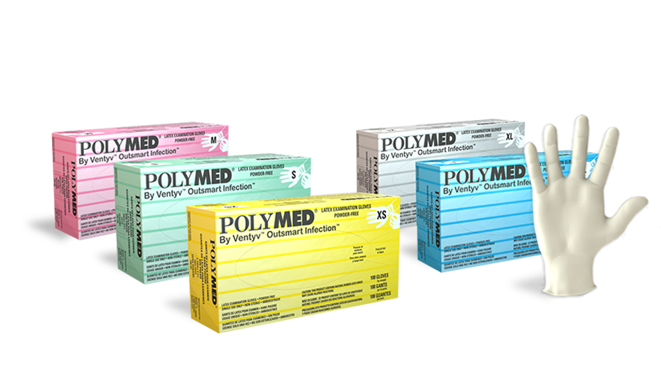 Ventyv PM104|10121101 Polymed® Examination Gloves Powder-Free Large 8-8 1/2 100/box - 10 boxes/case Blue