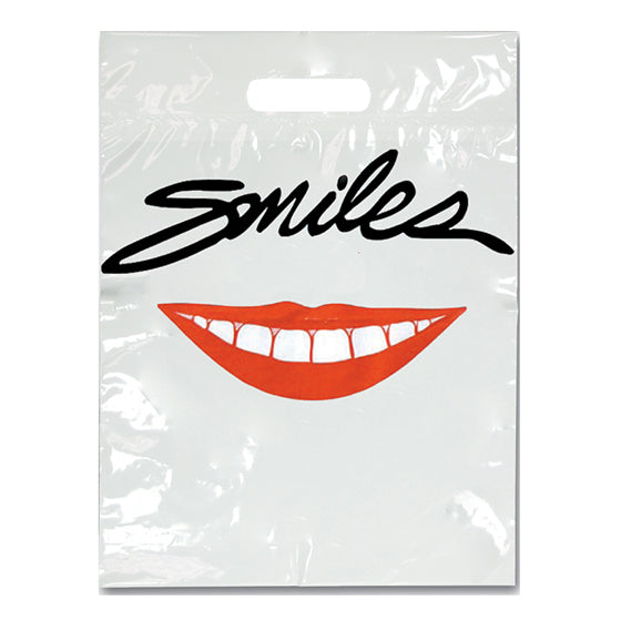 Sherman Specialty X100U Imprinted Small Smiles Red Lips Bags, 500 Per Pack