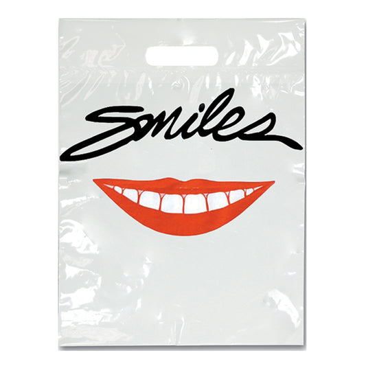 Sherman Specialty X100U Imprinted Small Smiles Red Lips Bags, 500 Per Pack