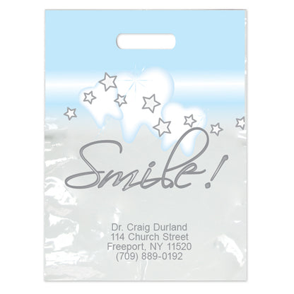 Sherman Specialty XLBG64 Imprinted Large Stars & Smile! Bags, 500 Per Pack