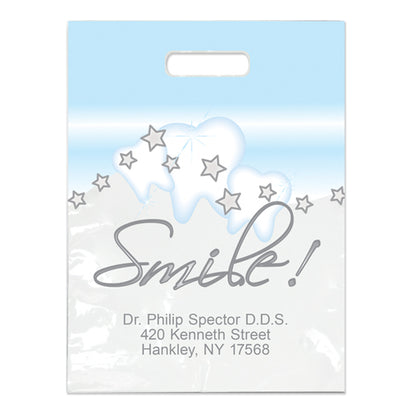 Sherman Specialty XSBG64 Imprinted Small Stars & Smile! Bags, 500 Per Pack