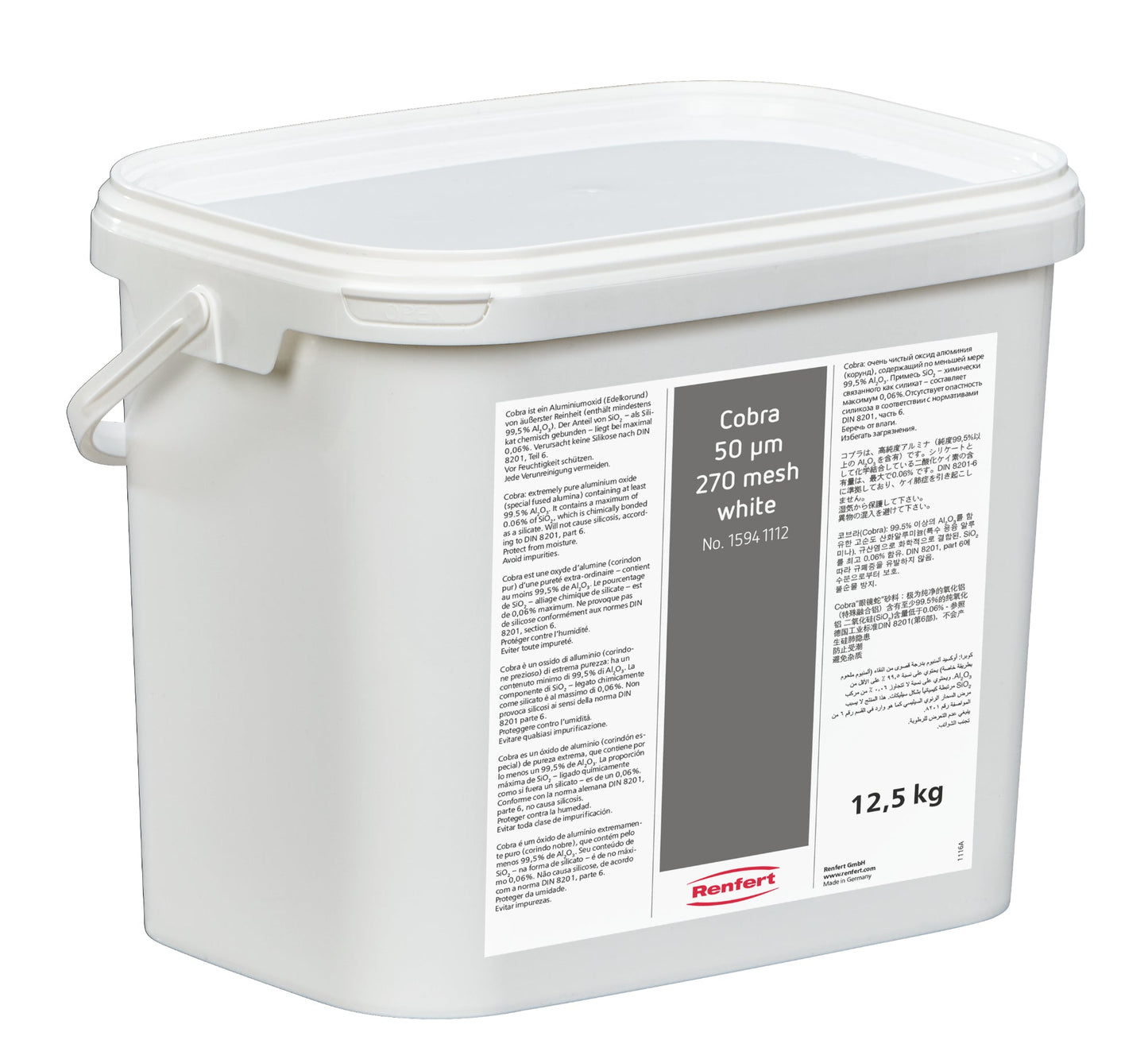 Renfert 15941112 Cobra Aluminium Oxide 50µm, White 12,5Kg