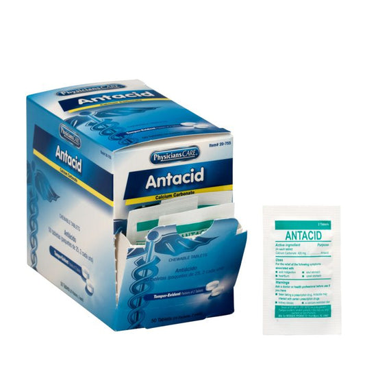 First Aid Only 20-755 PhysiciansCare Antacid, 25x2/box