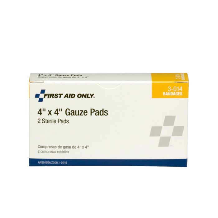 First Aid Only 3-014 4"x4" Sterile Gauze Pads, 2/box