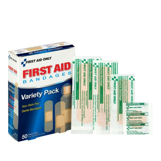 First Aid Only 90332 Sheer Bandages Assorted Sizes, 50/box