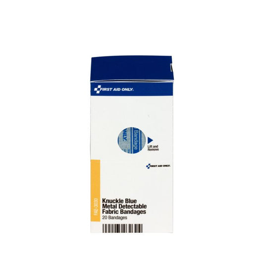 First Aid Only FAE-3030 SC Refill Blue Metal Detectable Knuckle Bandages, 20/box