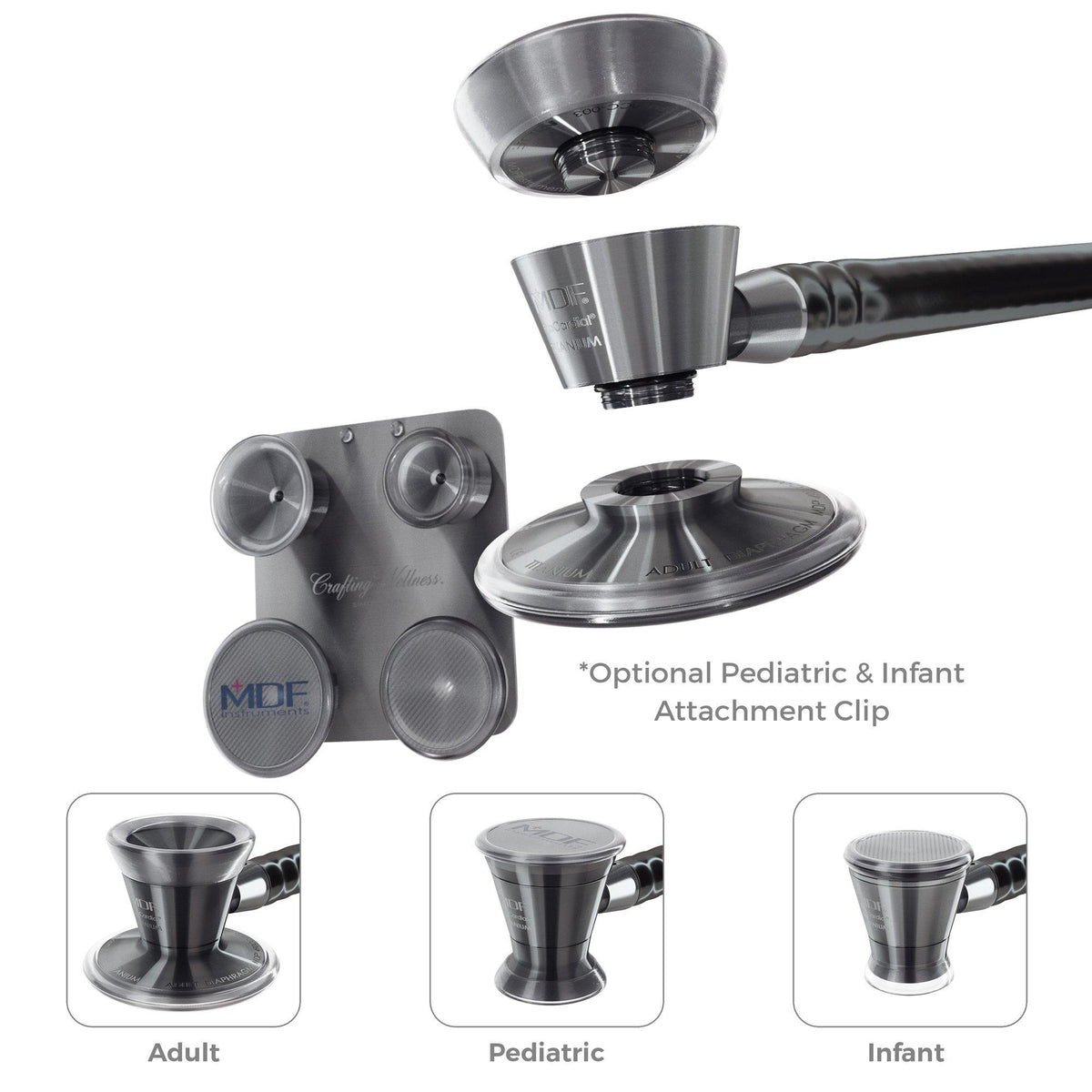 MDF Instruments 2700490T-174 Pediatric and Infant Neonatal Stethoscope Bell and Diaphragm Attachment - MDF® ProCardial® Titanium Stethoscope Metalika