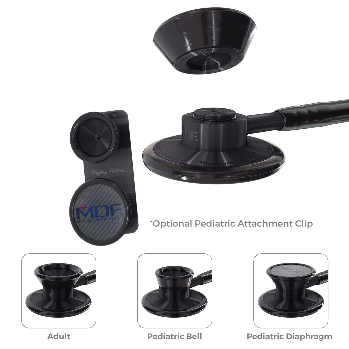 MDF Instruments 270427DT-160 Pediatric Stethoscope Bell and Diaphragm Attachment - MD One® Epoch® Titanium Stethoscope BlackOut