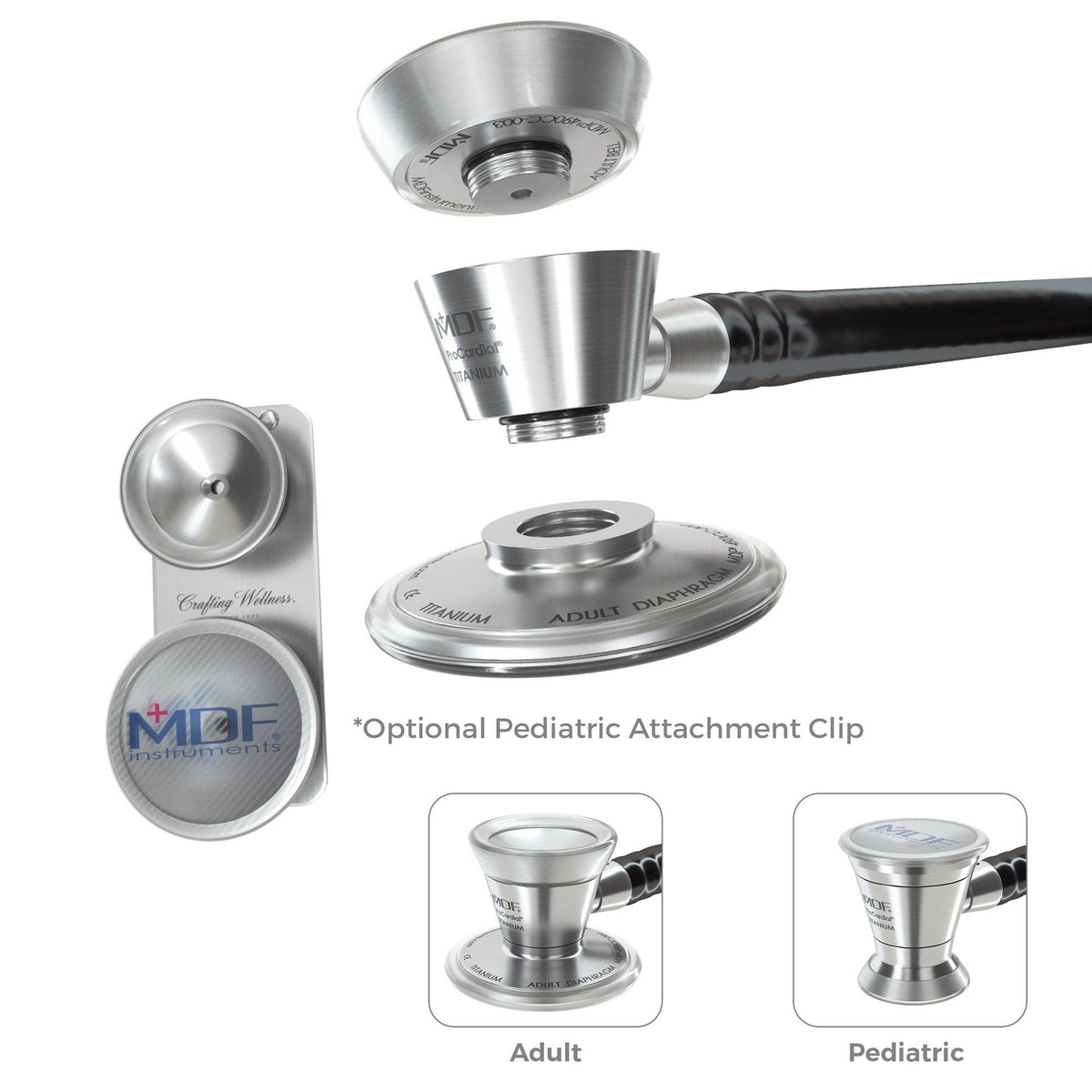 MDF Instruments 2700490D-024 Pediatric Attachment with Clip For ProCardial® Titanium Stethoscope
