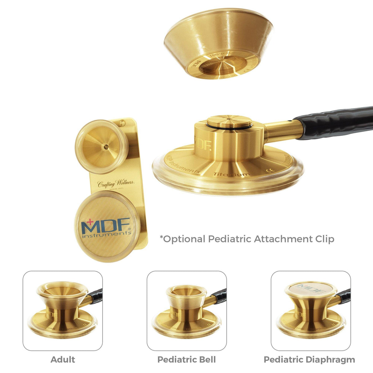 MDF Instruments 270427DT-162 Pediatric Stethoscope Bell and Diaphragm Attachment - MD One® Epoch® Titanium Stethoscope Gold