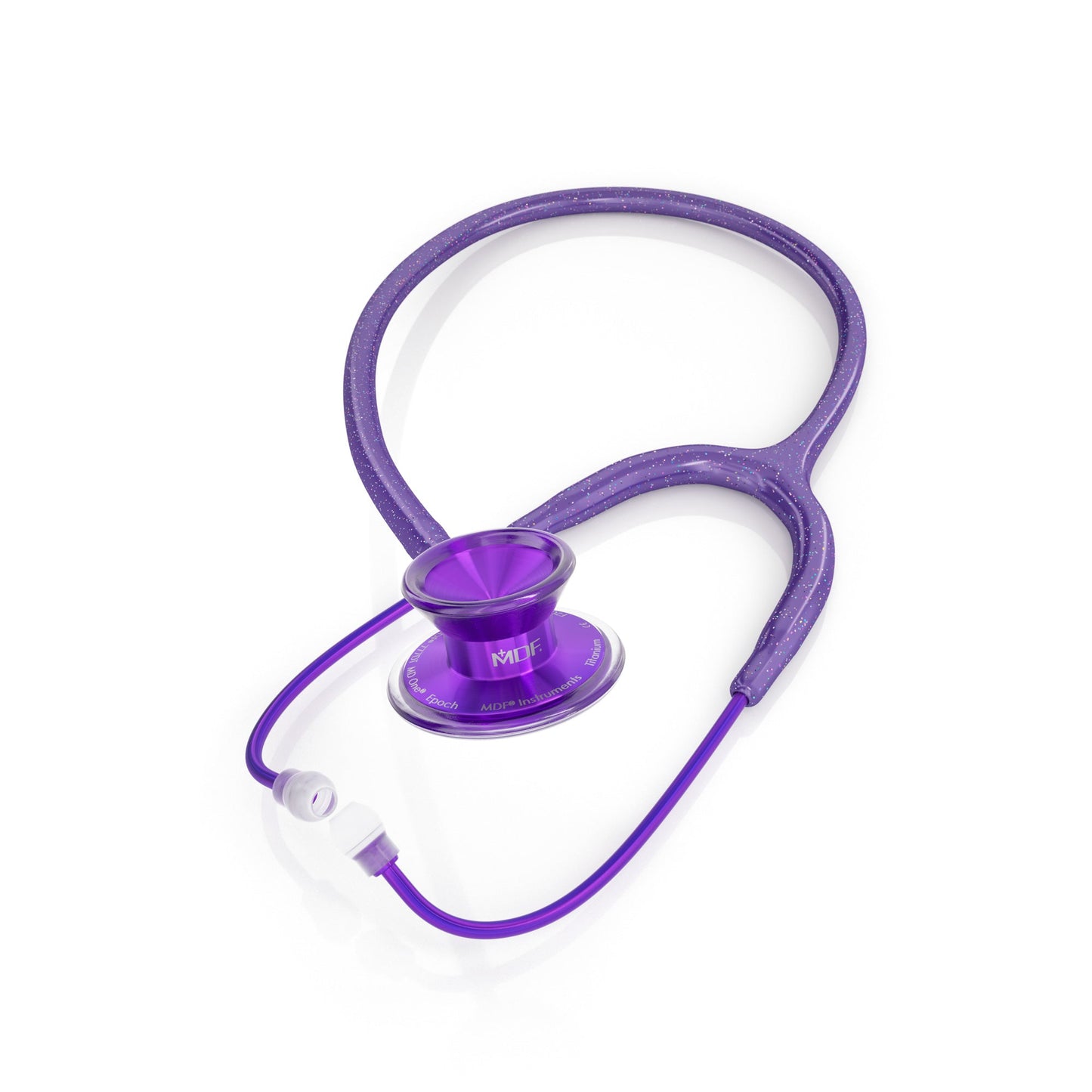 MDF Instruments MDF777TGL08UV MD One® Epoch Titanium Adult Stethoscope - Purple Glitter/Ultraviolet
