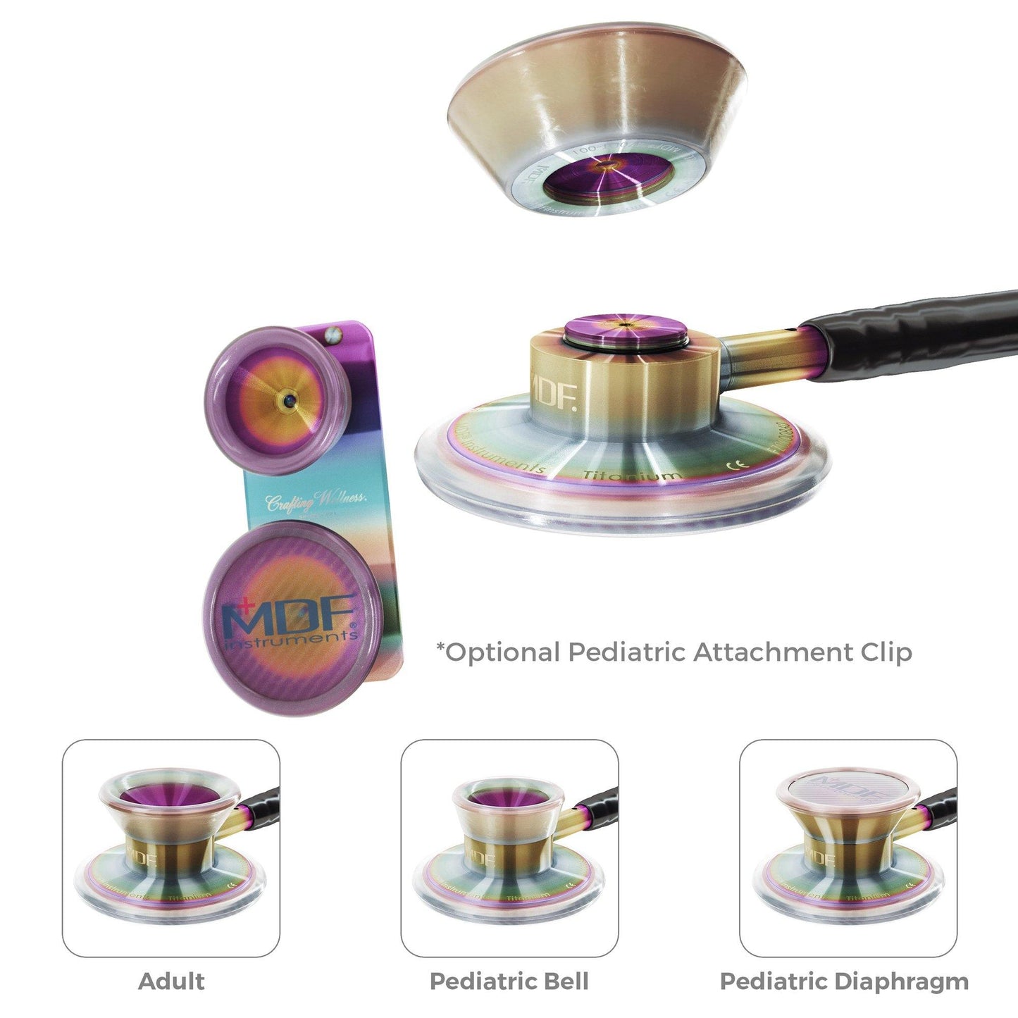 MDF Instruments MDF777TPWKL MD One® Epoch® Titanium Adult Stethoscope - Paw Print/Kaleidoscope