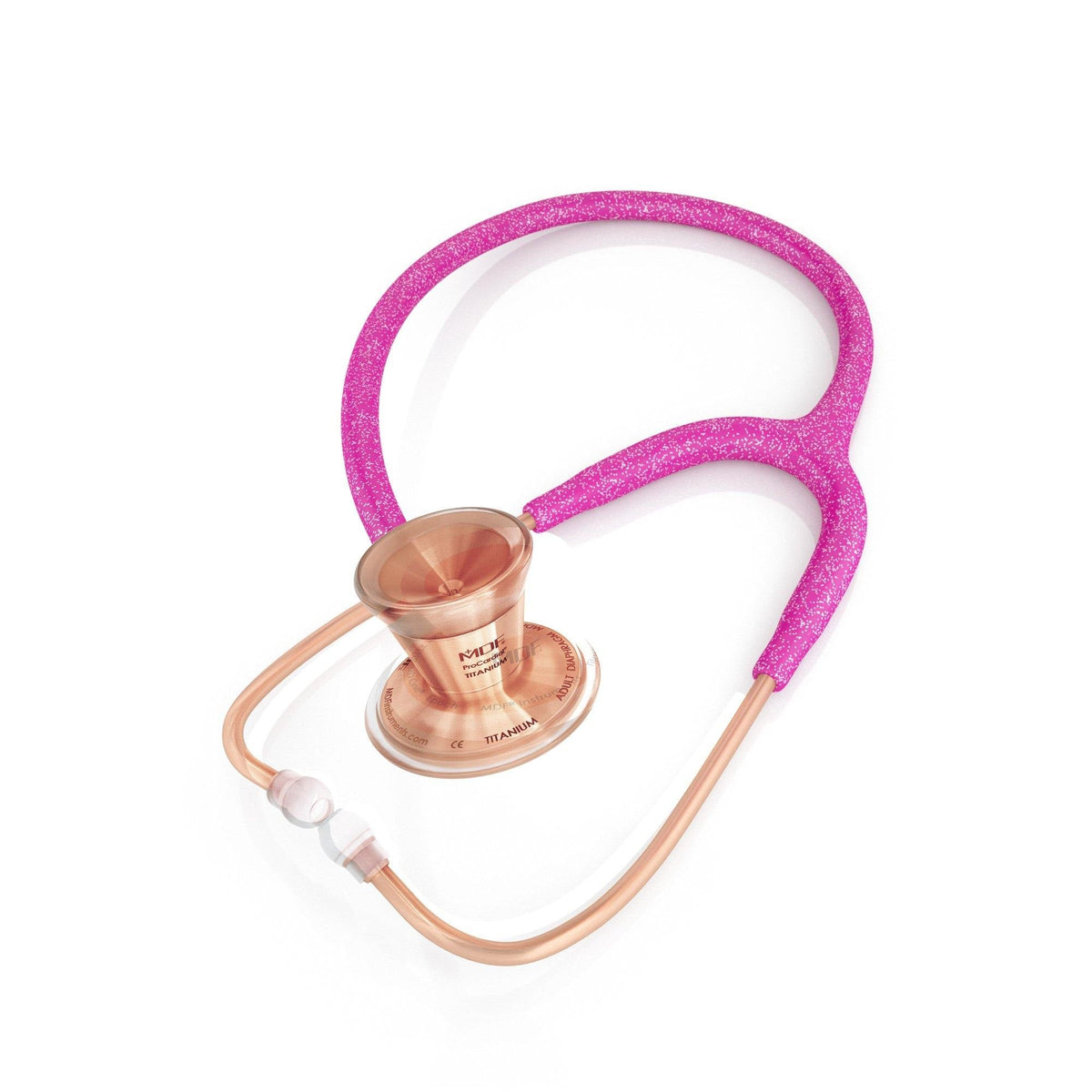 MDF Instruments MDF797TPGLRG ProCardial® Titanium Cardiology Stethoscope - Bright Pink Glitter/Rose Gold