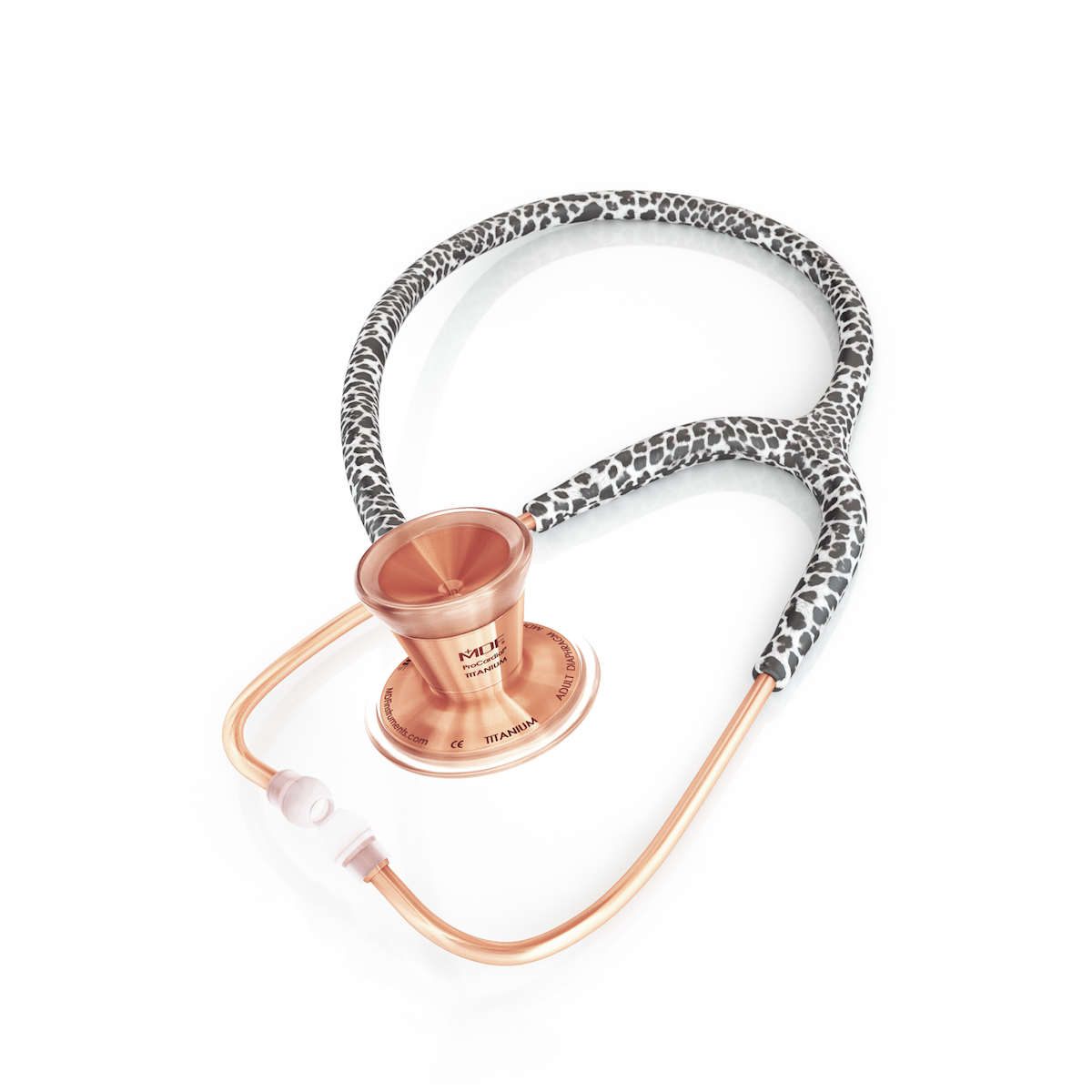 MDF Instruments MDF797TSLRG ProCardial® Titanium Cardiology Stethoscope - Snow Leopard/Rose Gold