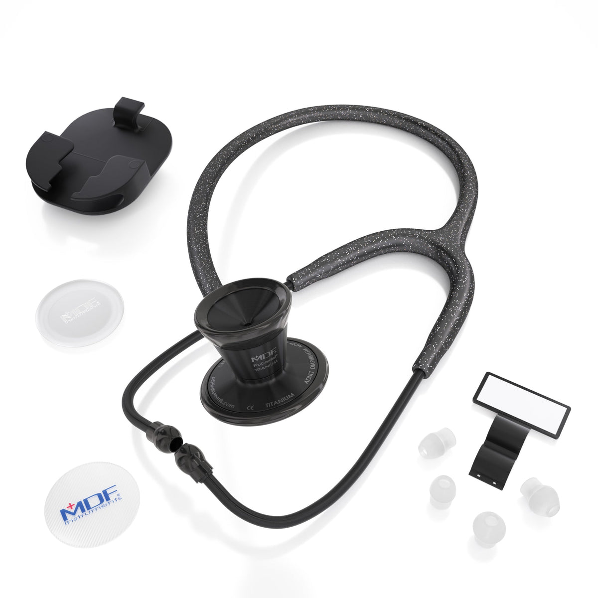 MDF Instruments MDF797TGLBO ProCardial® Titanium Cardiology Stethoscope - Black Glitter/BlackOut