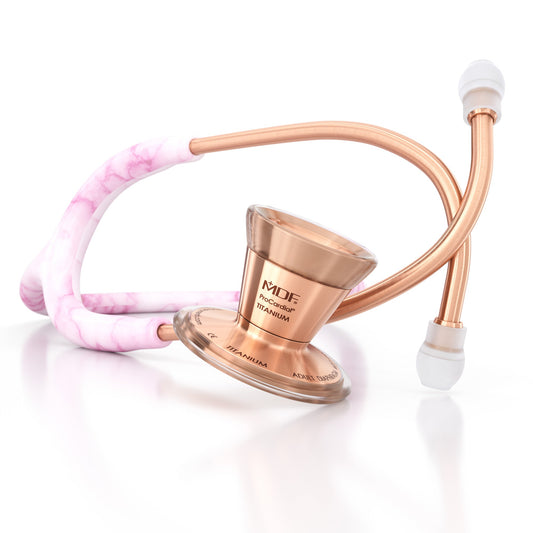 MDF Instruments MDF797TGMRG ProCardial® Titanium Cardiology Stethoscope - Georgia Pink Marble/Rose Gold