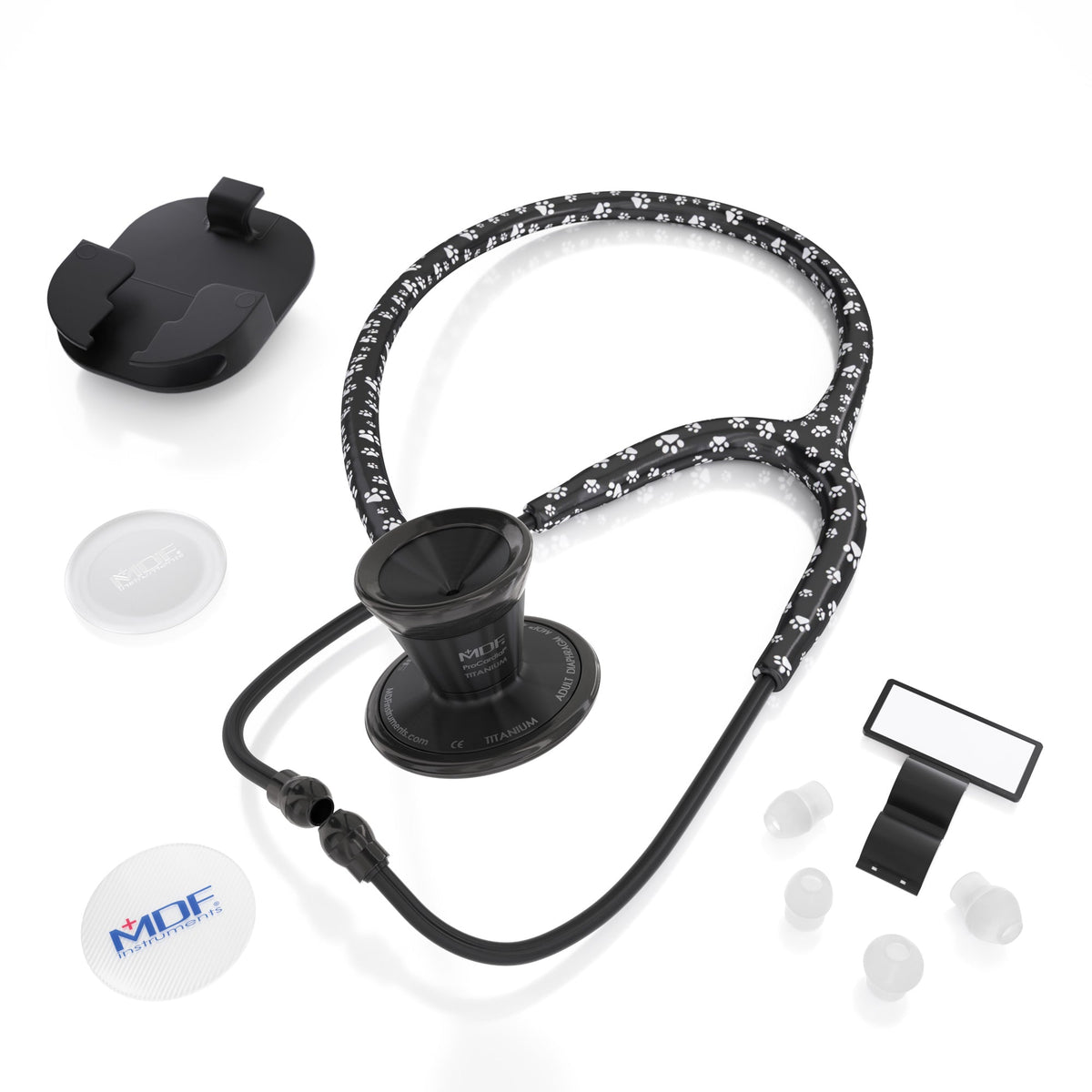 MDF Instruments MDF797TPPBO ProCardial® Titanium Cardiology Stethoscope - Puppy Paw/BlackOut