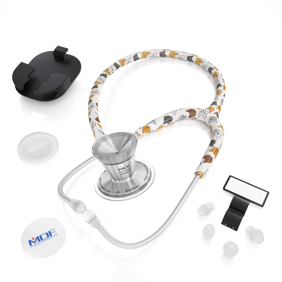 MDF Instruments MDF797TPR ProCardial® Titanium Cardiology Stethoscope - Purrfect (Cat Print)