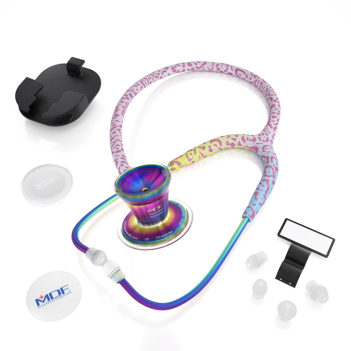 MDF Instruments MDF797TRLKL ProCardial® Titanium Cardiology Stethoscope - Rainbow Leopard/Kaleidoscope