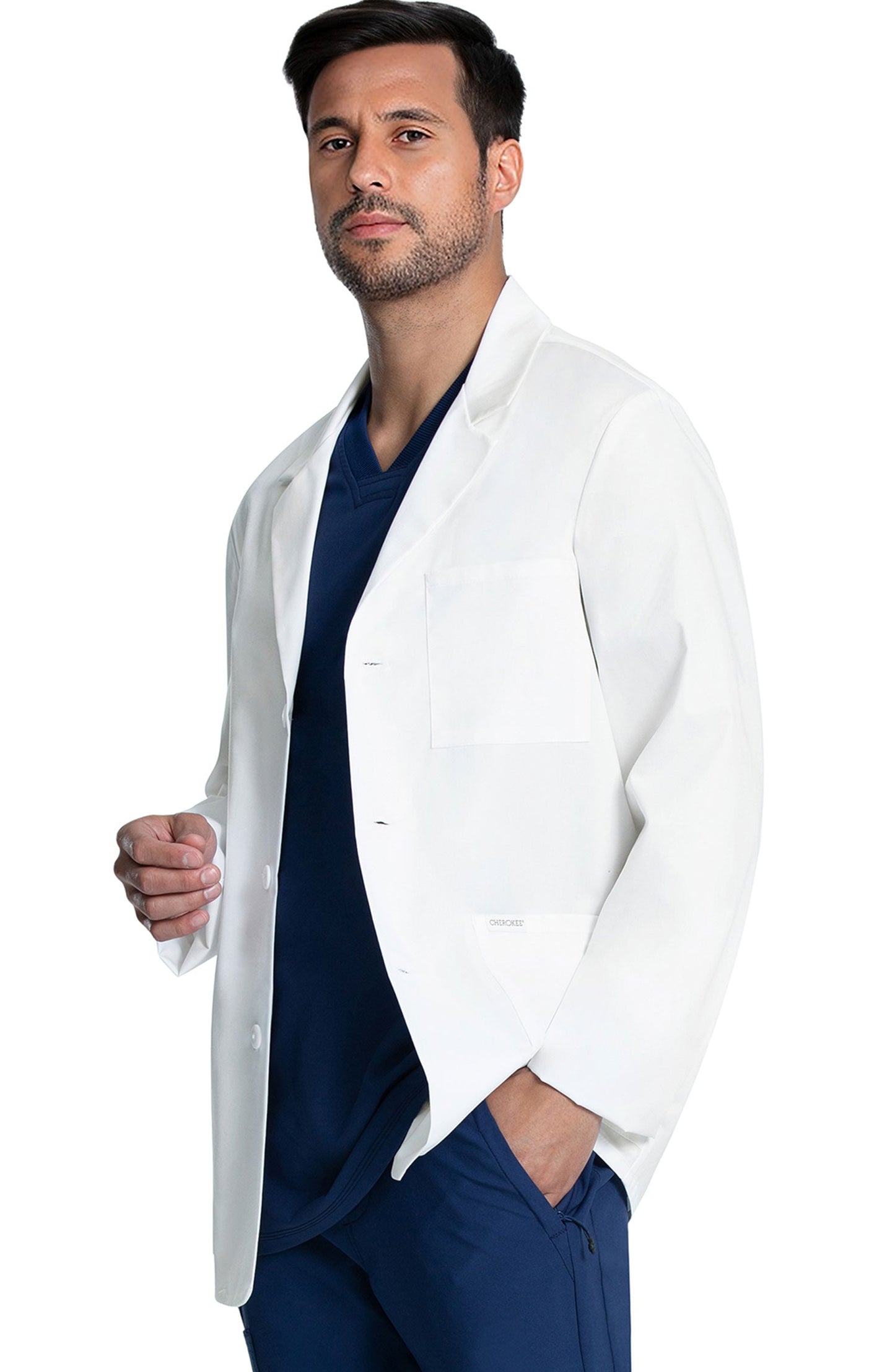 MDF Instruments CK-CK401-WHT-XS Cherokee Men's Consultation Lab Coat - White, XS