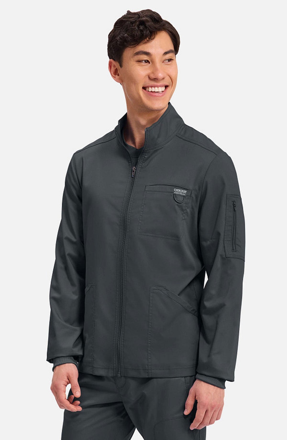 MDF Instruments CK-WW320-BLK-M Cherokee Workwear Revolution Men's Zip Front Scrub Jacket - Black, M
