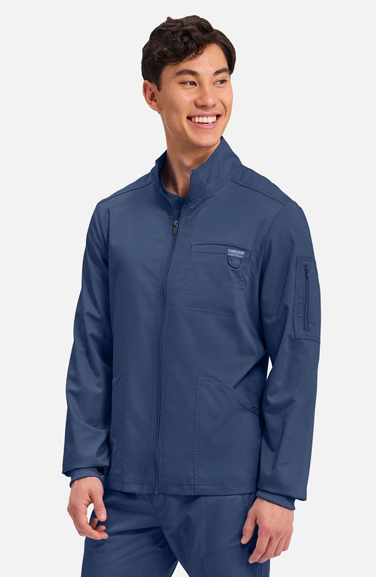 MDF Instruments CK-WW320-NAV-S Cherokee Workwear Revolution Men's Zip Front Scrub Jacket - Navy, S