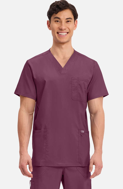 MDF Instruments CK-WW670-WIN-S Cherokee Workwear Revolution Men's V-Neck Scrub Top - Wine, S