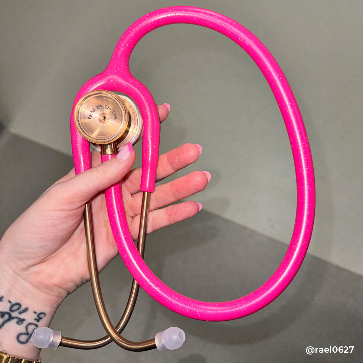 MDF Instruments MDF797TPGLRG ProCardial® Titanium Cardiology Stethoscope - Bright Pink Glitter/Rose Gold
