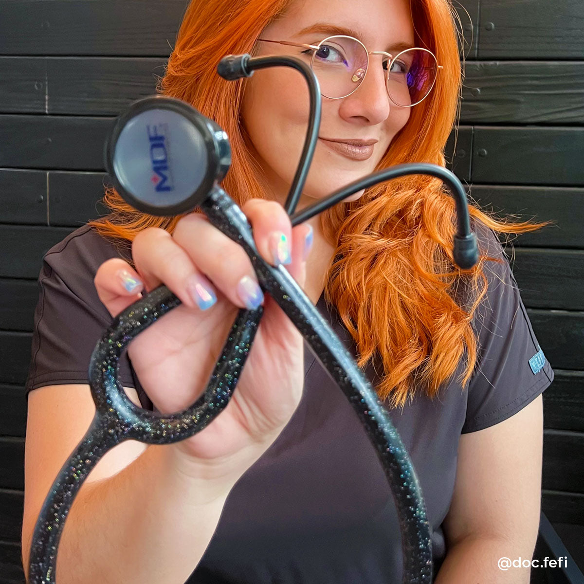 MDF Instruments MDF797TGLBO ProCardial® Titanium Cardiology Stethoscope - Black Glitter/BlackOut