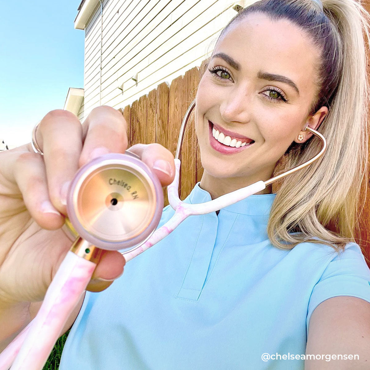 MDF Instruments MDF797TGMRG ProCardial® Titanium Cardiology Stethoscope - Georgia Pink Marble/Rose Gold