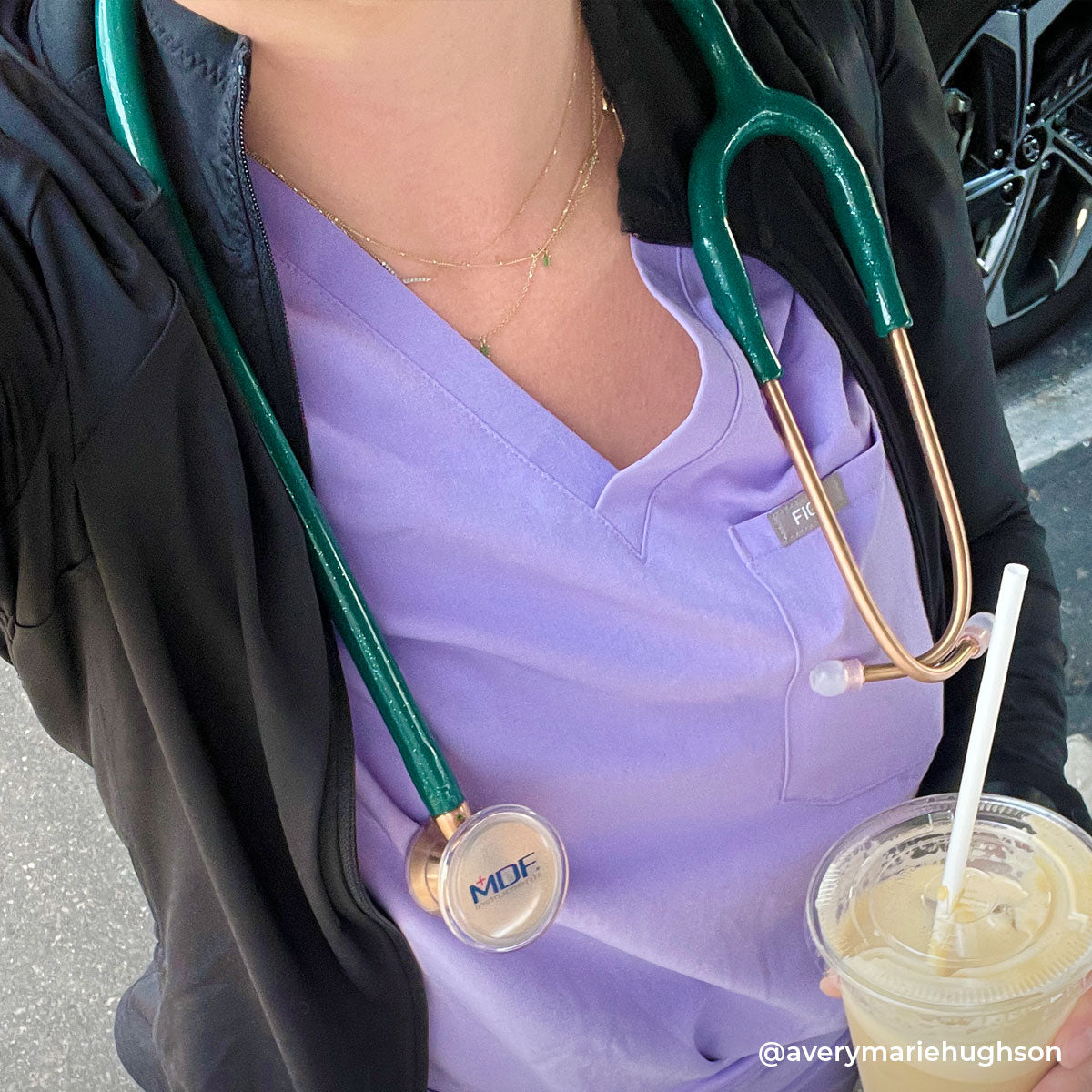 MDF Instruments MDF797TGGLRG ProCardial® Titanium Cardiology Stethoscope - Green Glitter/Rose Gold