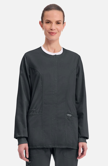 MDF Instruments CK-WW310-BLK-XXS Cherokee Workwear Revolution Women's Snap Front Scrub Jacket - Black, XXS