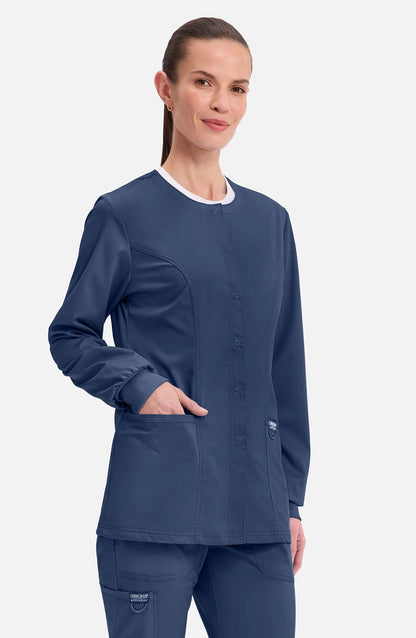 MDF Instruments CK-WW310-NAV-M Cherokee Workwear Revolution Women's Snap Front Scrub Jacket - Navy, M